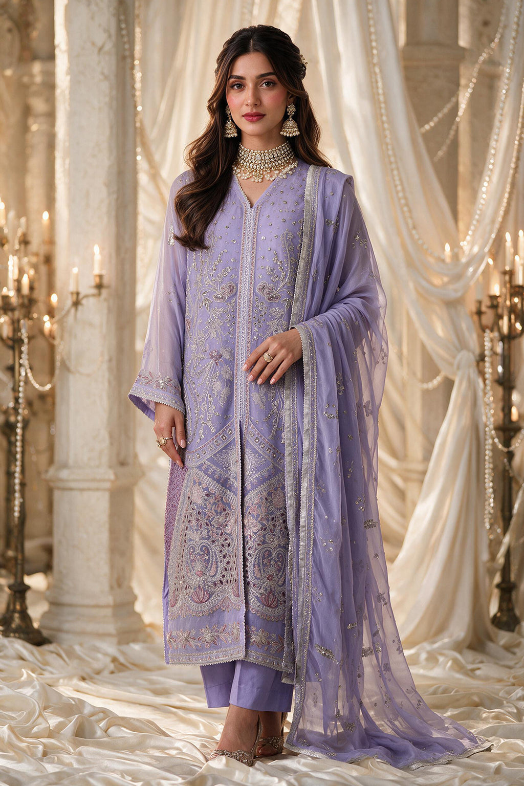 Embroidered Kurta Dupatta Trouser - 0767