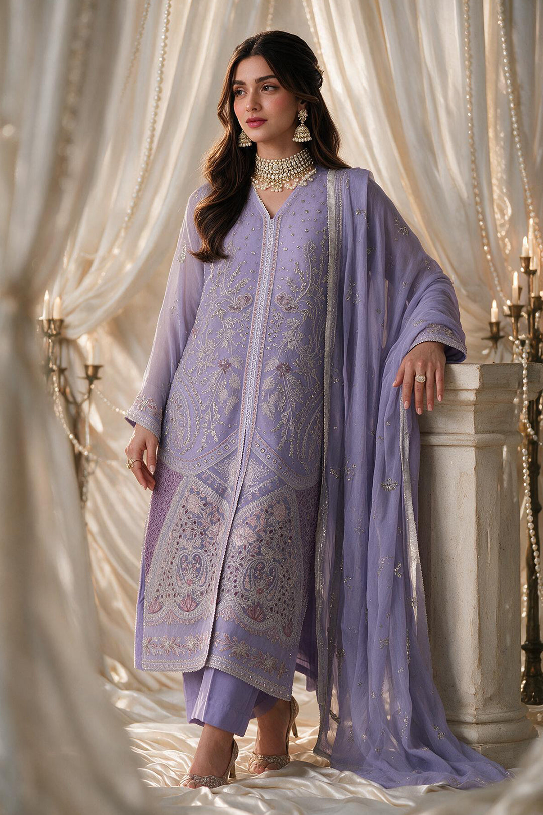 Embroidered Kurta Dupatta Trouser - 0767