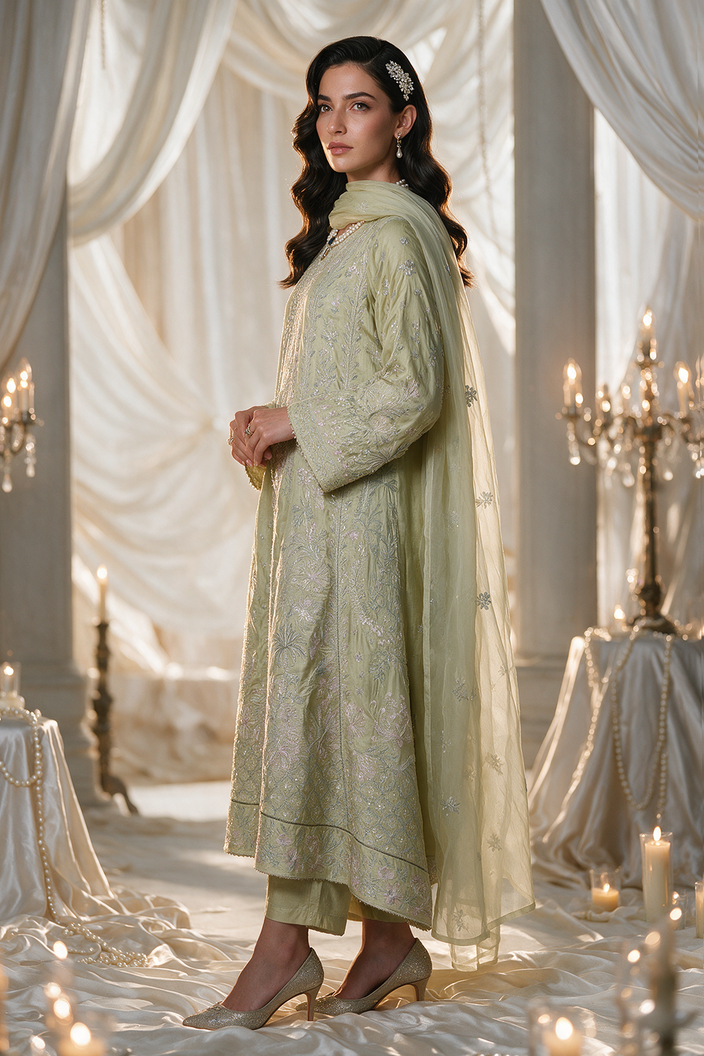 Embroidered Kurta Dupatta Trouser - 0768