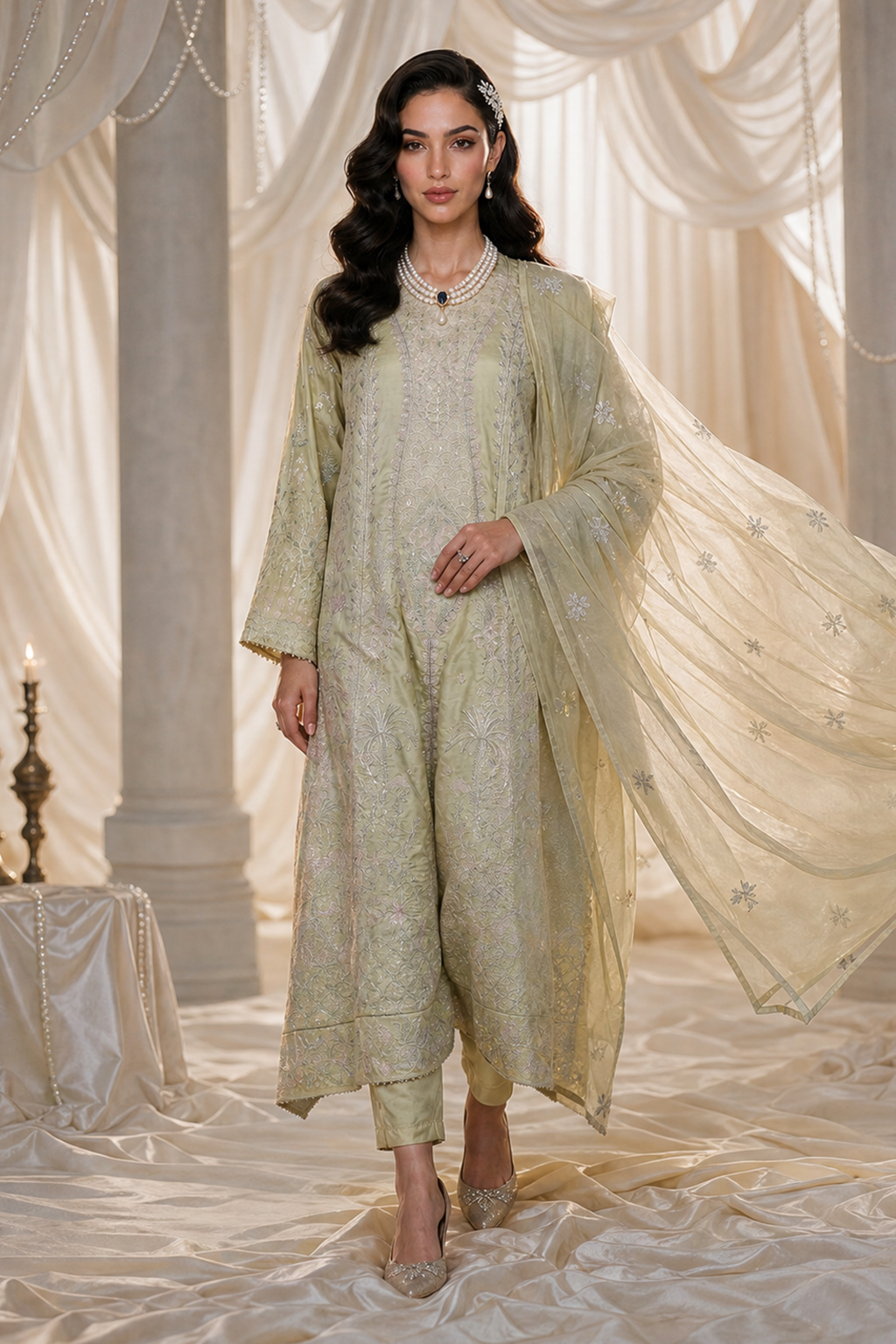 Embroidered Kurta Dupatta Trouser - 0768