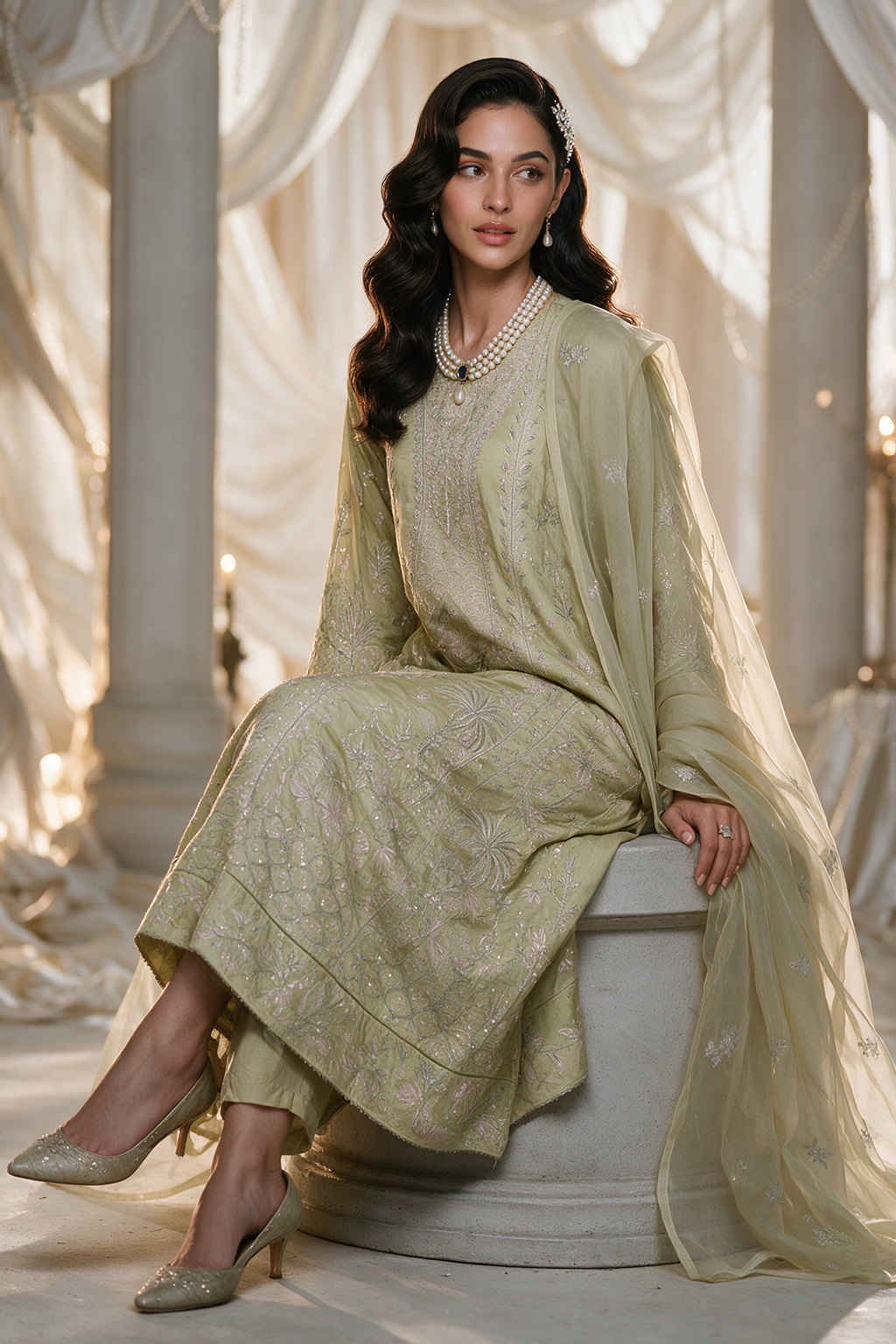 Embroidered Kurta Dupatta Trouser - 0768