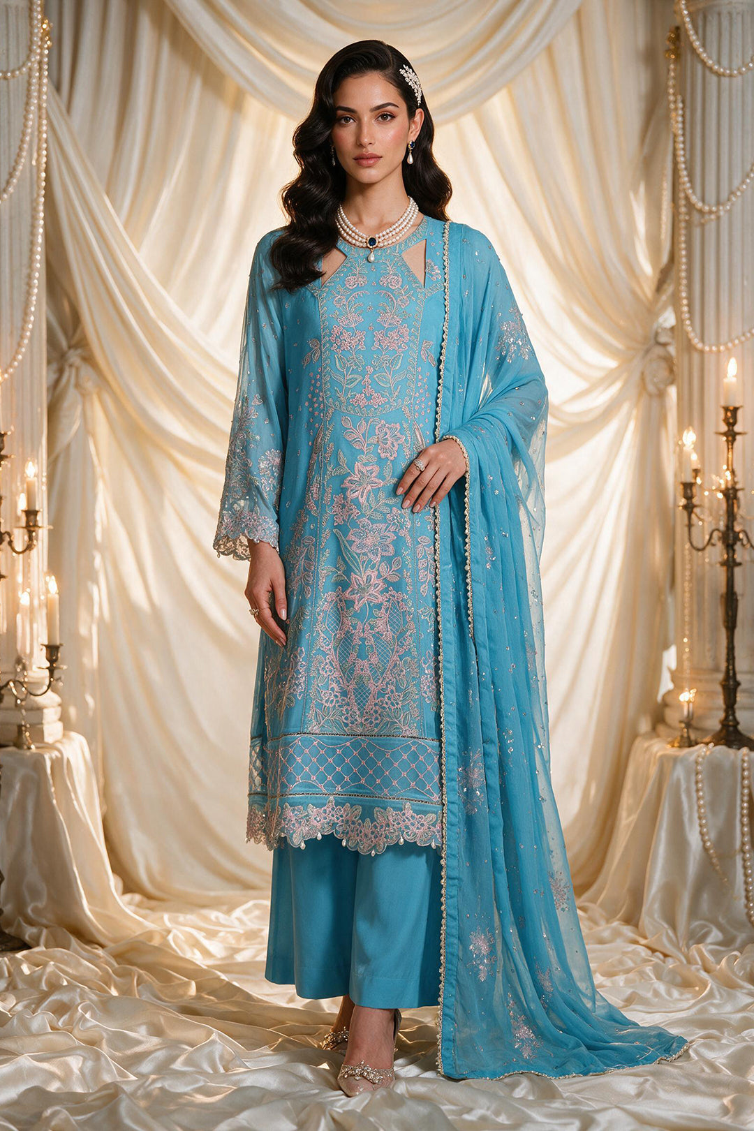 Embroidered Kurta Dupatta Trouser - 0769