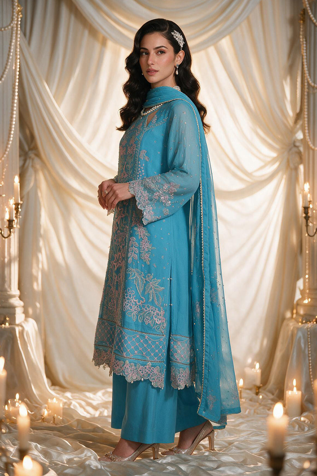 Embroidered Kurta Dupatta Trouser - 0769