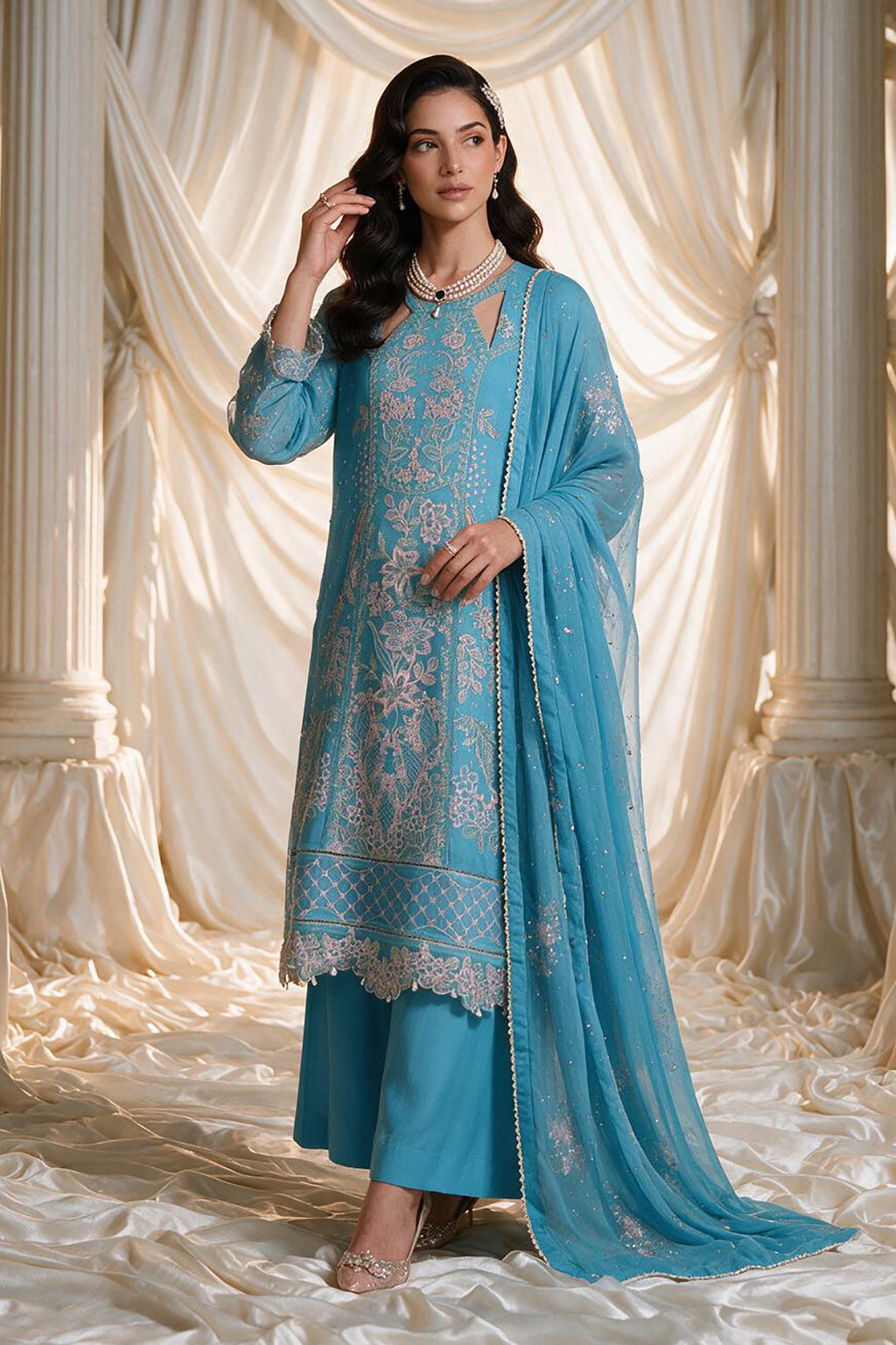 Embroidered Kurta Dupatta Trouser - 0769