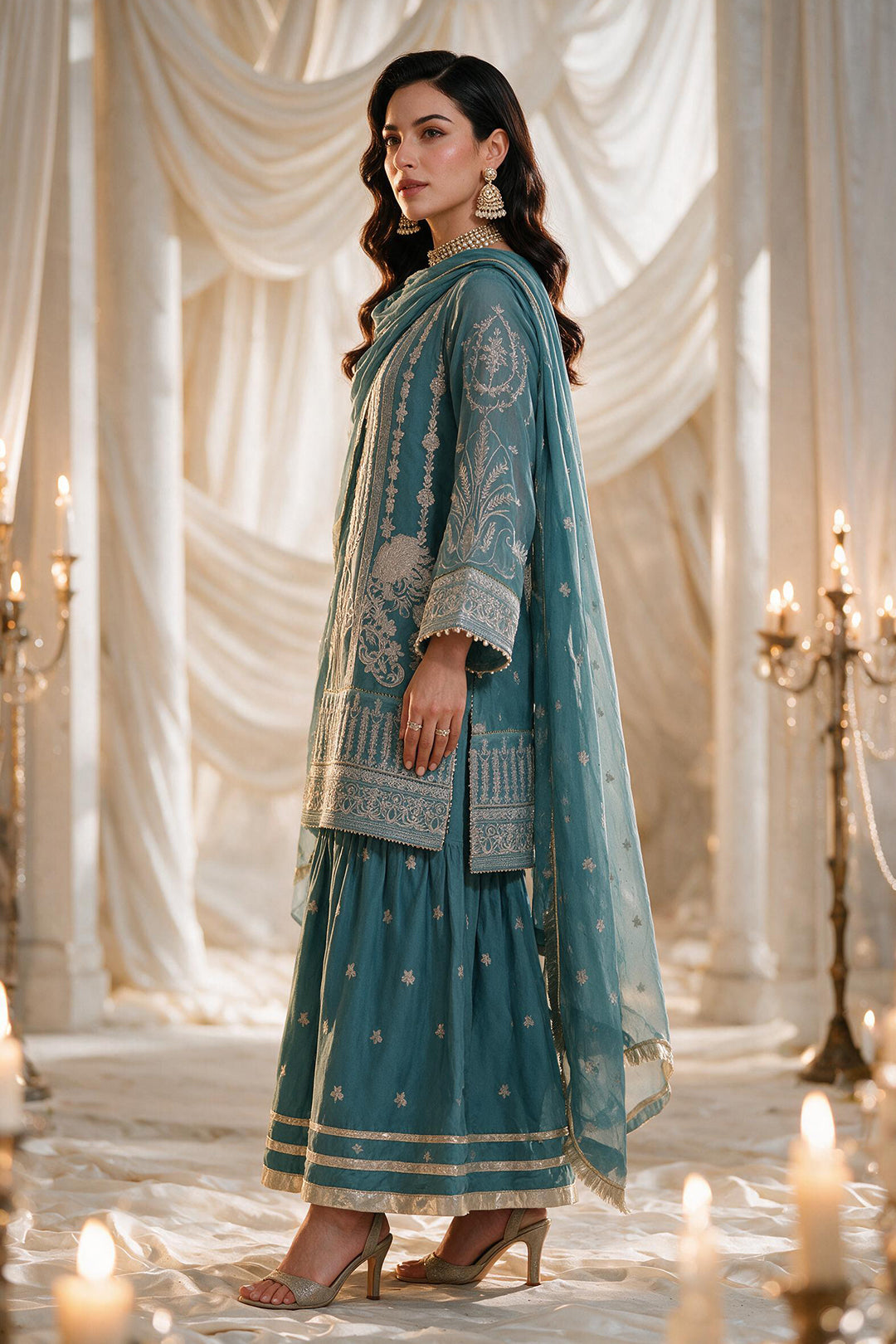 Embroidered Kurta Dupatta Trouser - 0772