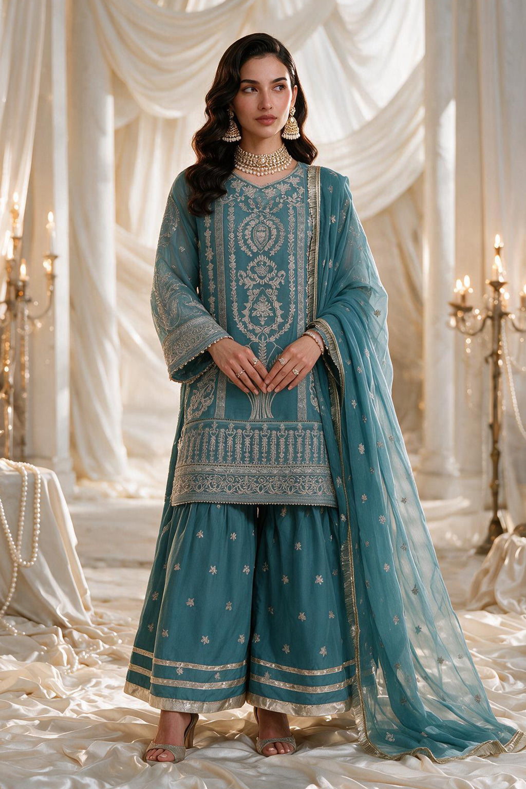 Embroidered Kurta Dupatta Trouser - 0772