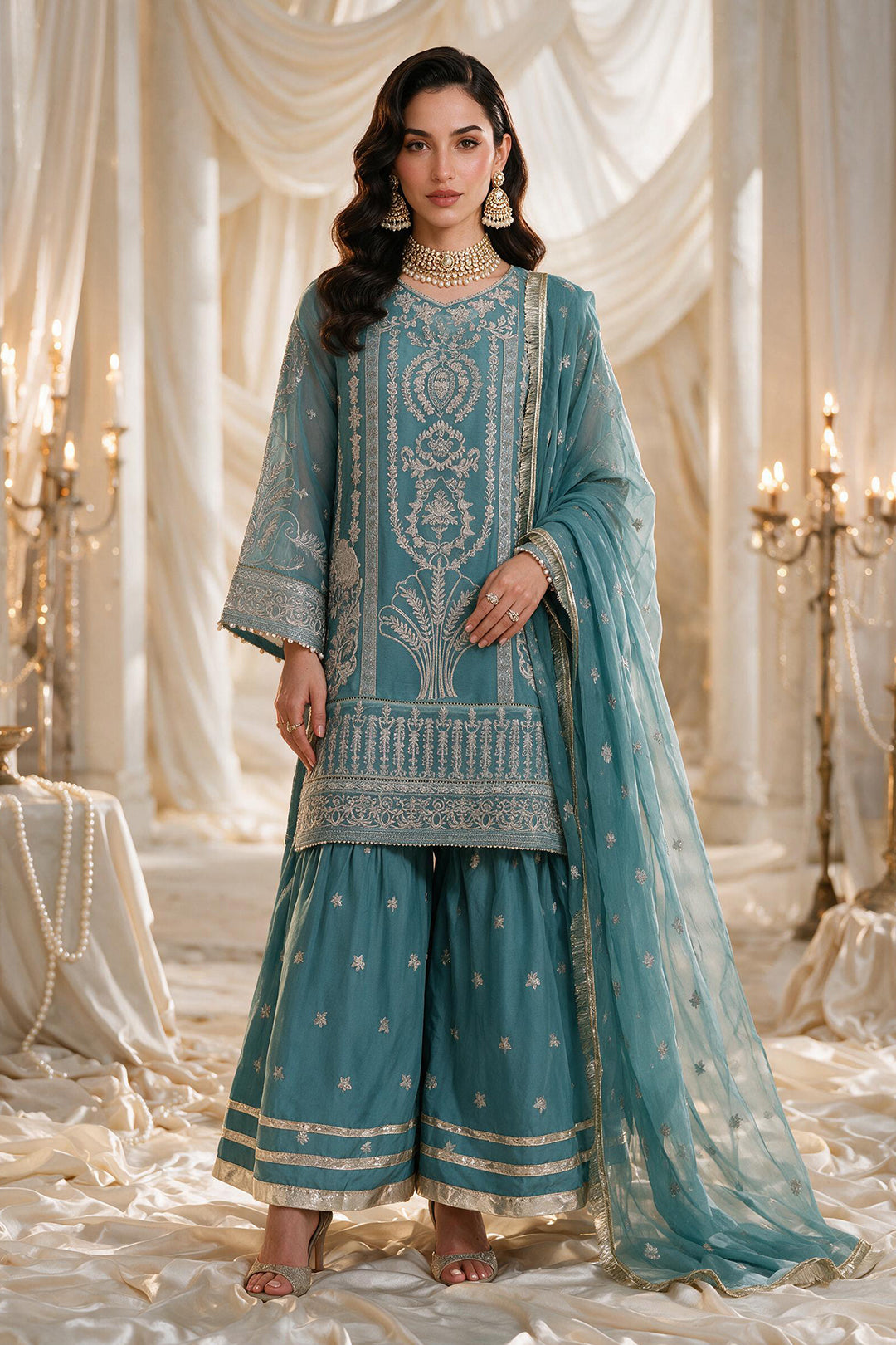 Embroidered Kurta Dupatta Trouser - 0772