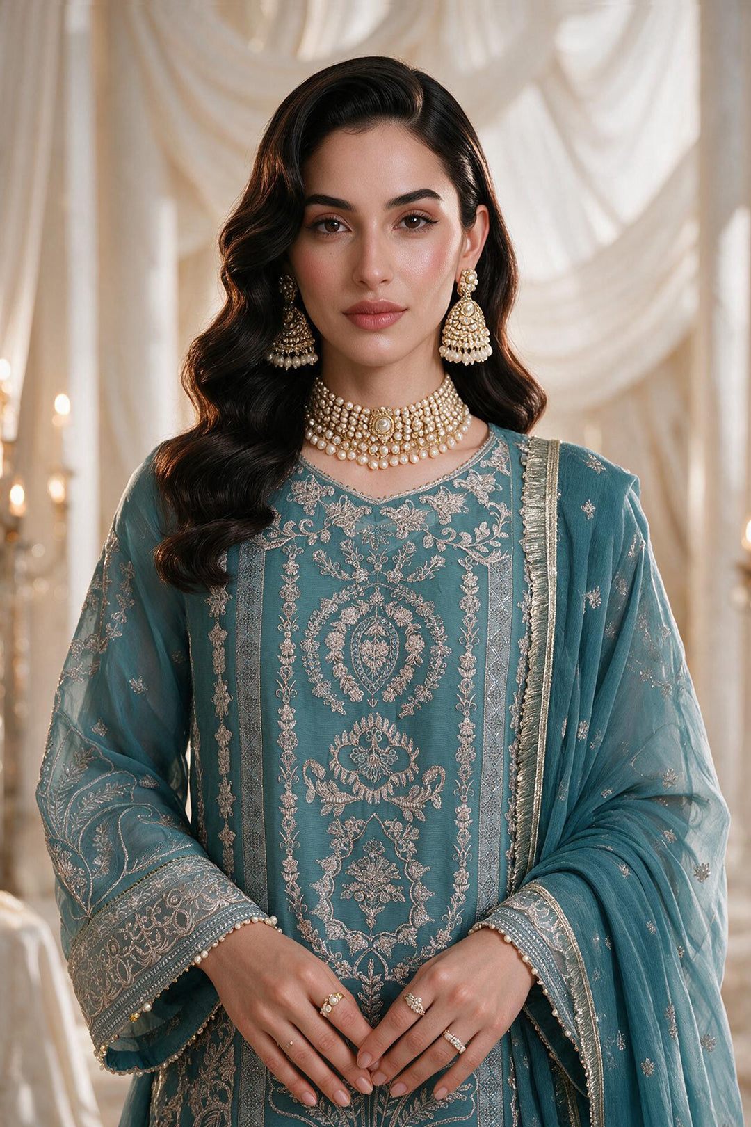 Embroidered Kurta Dupatta Trouser - 0772
