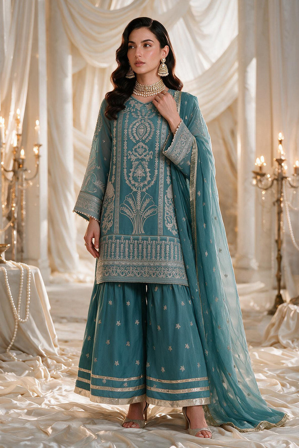 Embroidered Kurta Dupatta Trouser - 0772