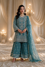 Embroidered Kurta Dupatta Trouser - 0772