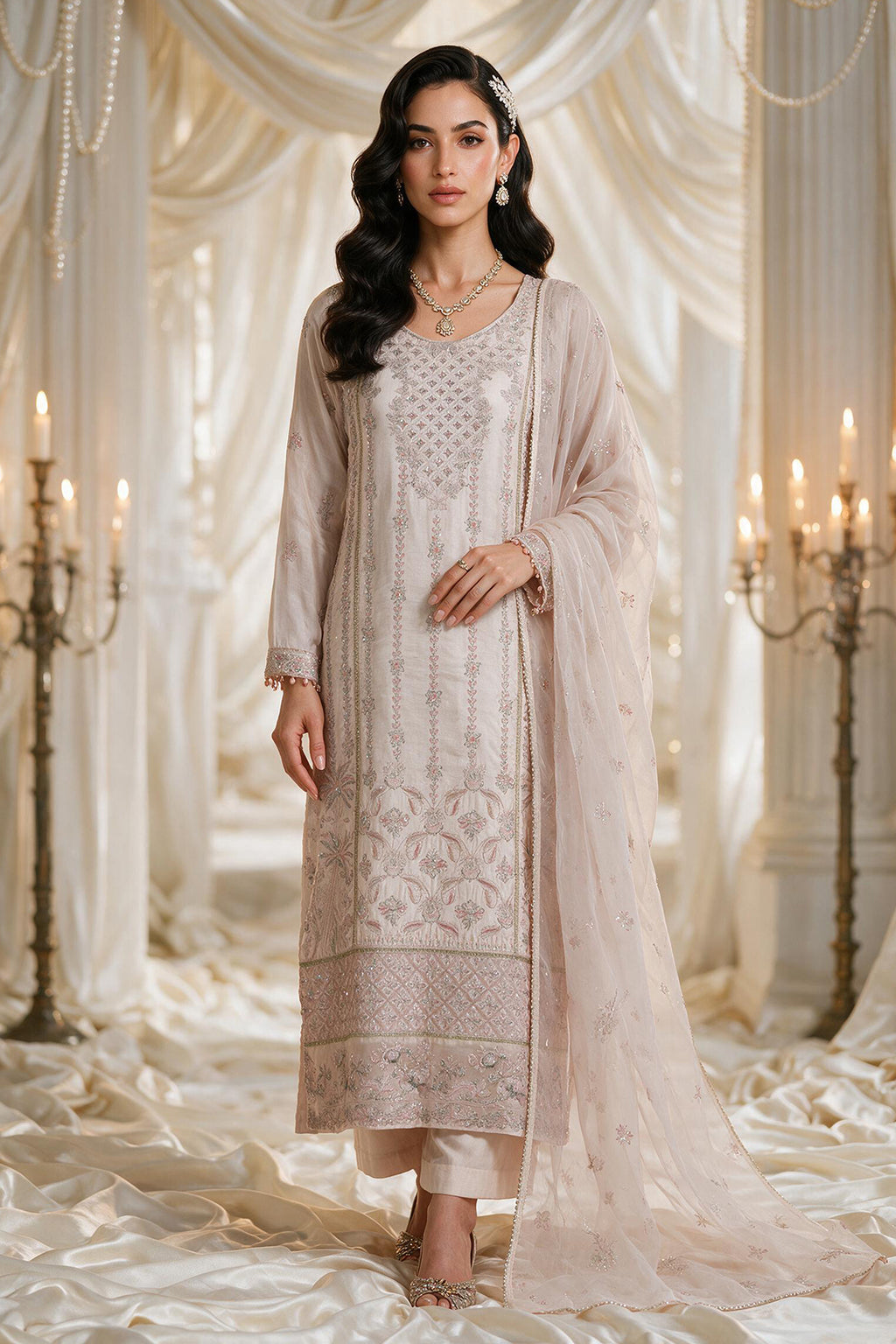 Embroidered Kurta Dupatta Trouser - 0779
