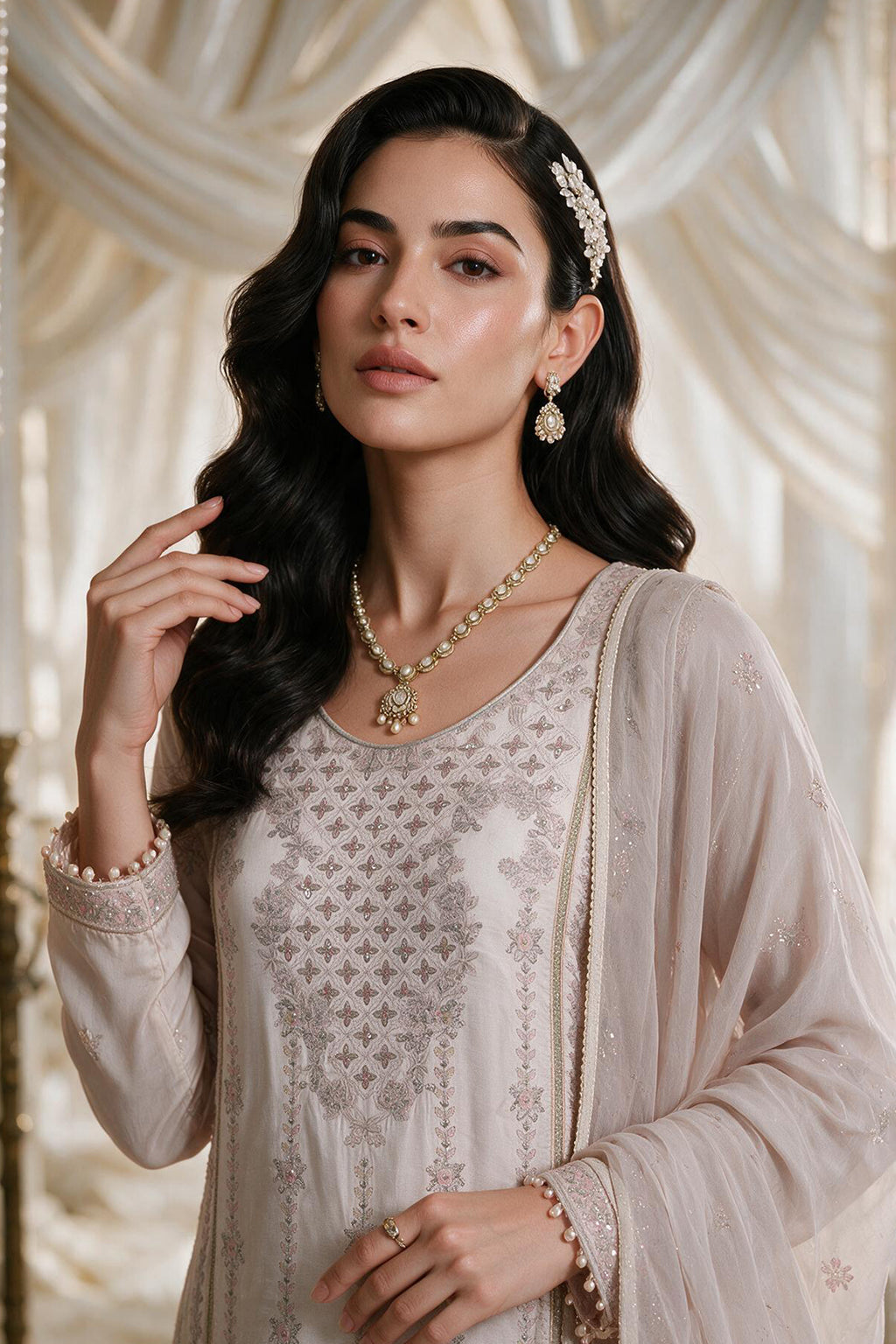 Embroidered Kurta Dupatta Trouser - 0779