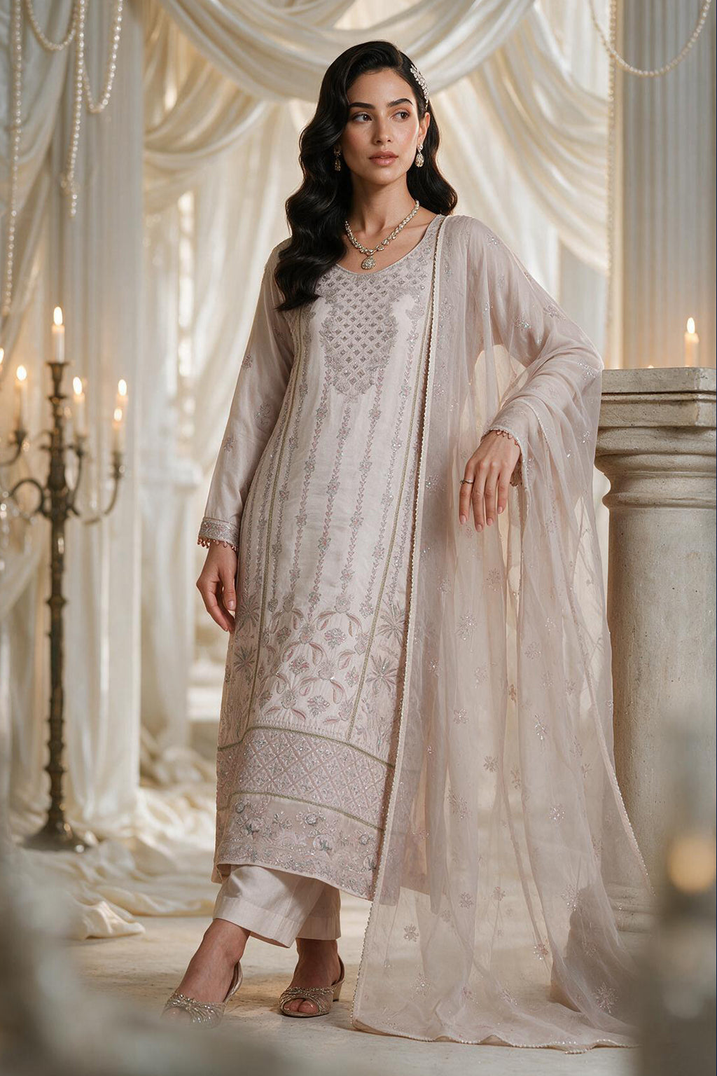 Embroidered Kurta Dupatta Trouser - 0779