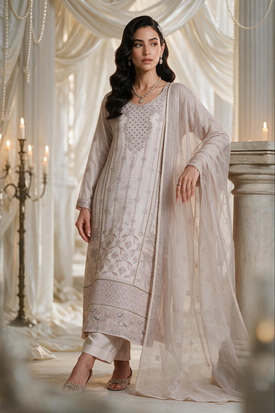 Embroidered Kurta Dupatta Trouser - 0779
