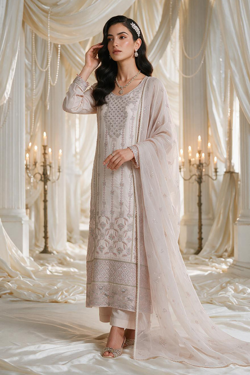 Embroidered Kurta Dupatta Trouser - 0779