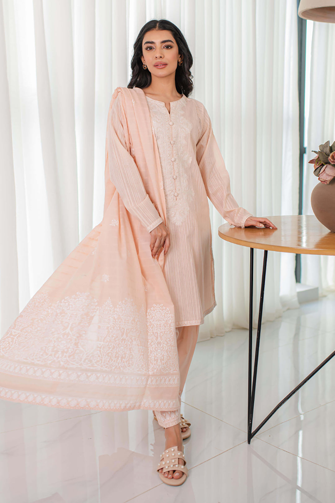 Embroidered Kurta Dupatta Trouser - 0597