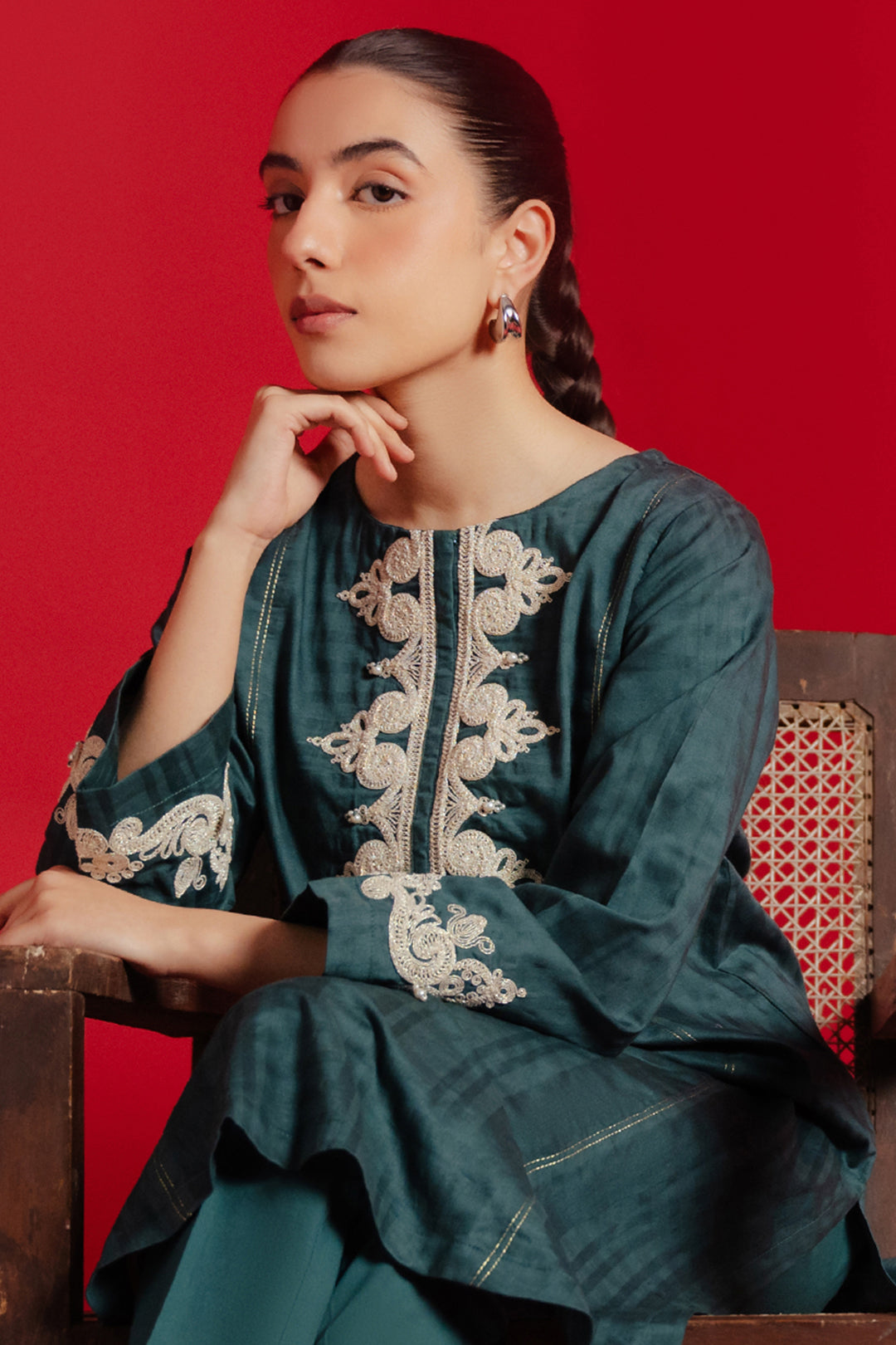 Embroidered Kurta Trouser - 0980