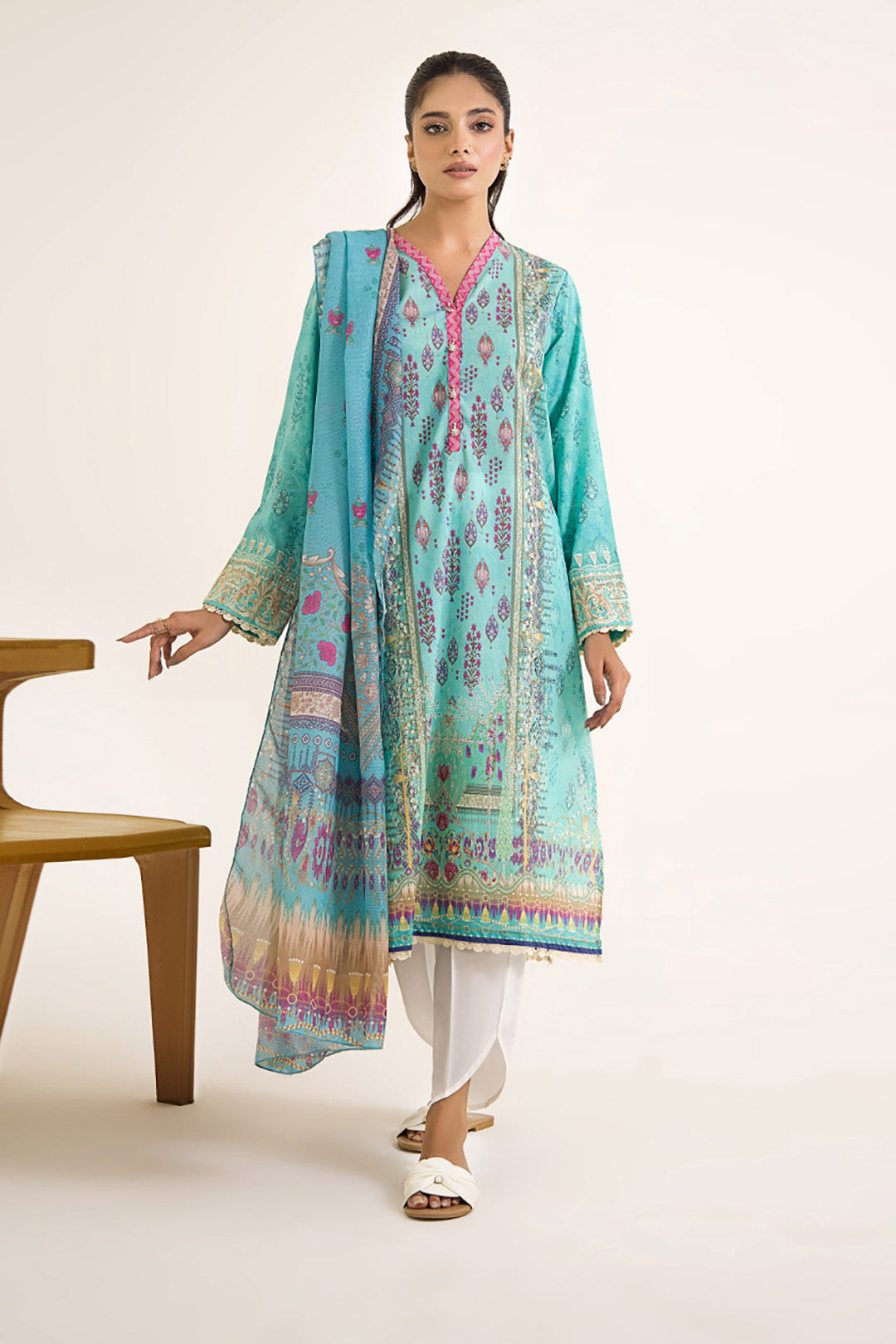 Embroidered Kurta Dupatta - 1065