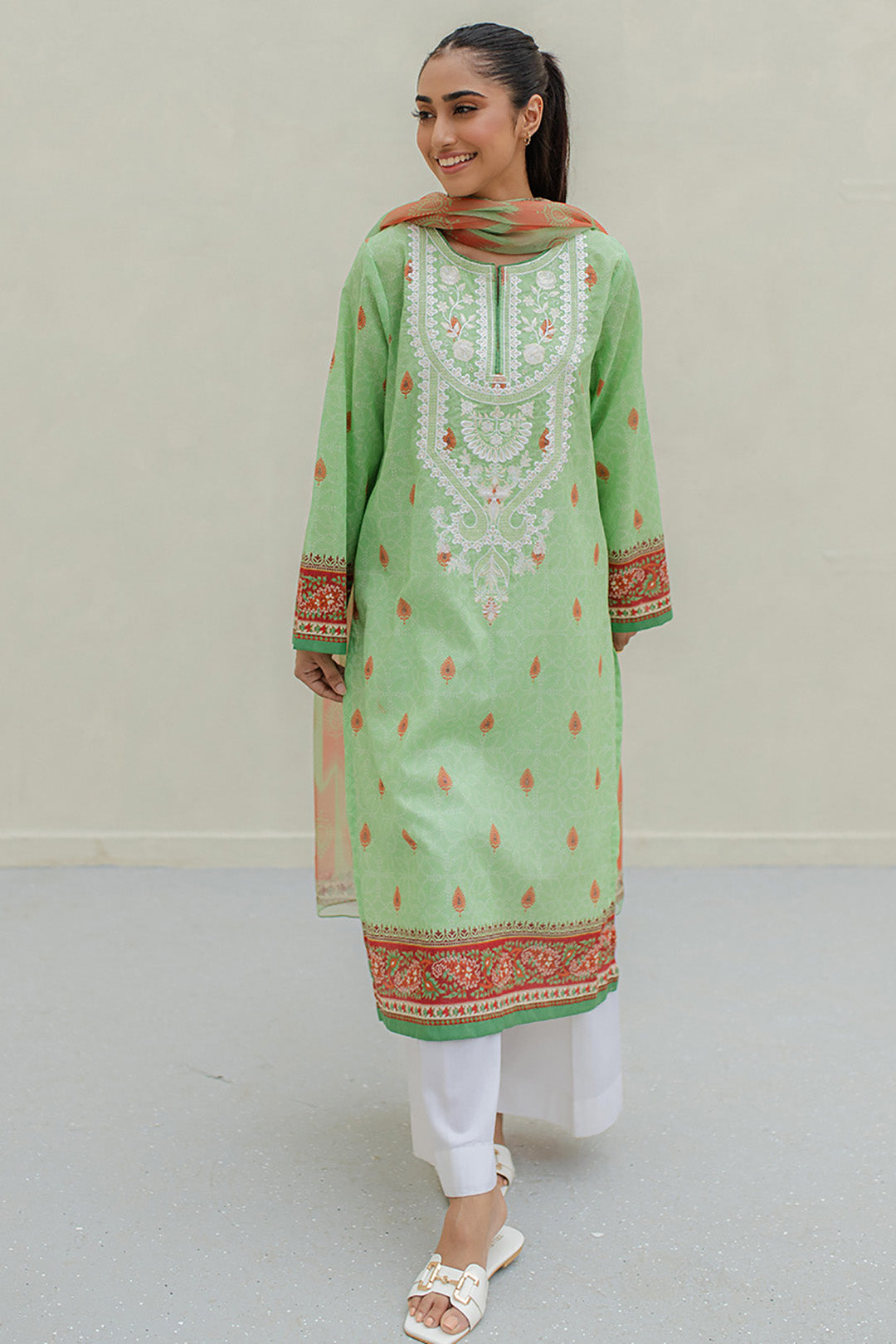 Embroidered Kurta Dupatta - 1071