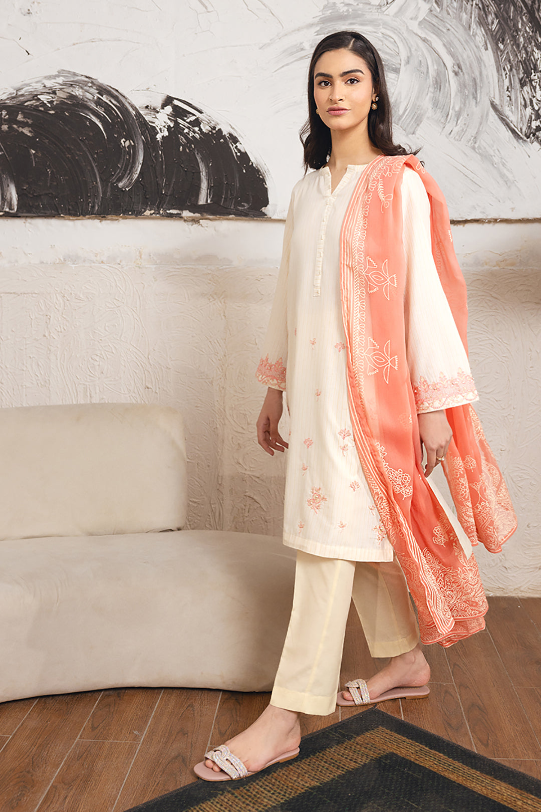 Embroidered Kurta Dupatta - 1087