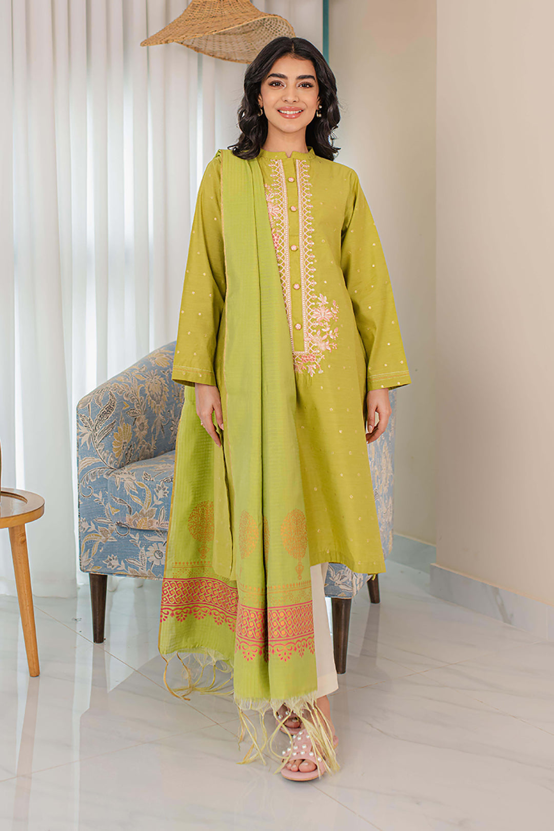 Embroidered Kurta Dupatta - 1089