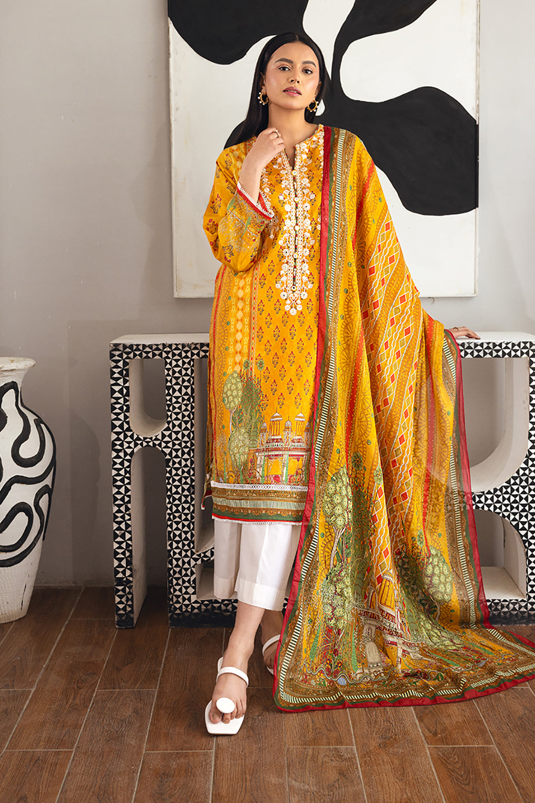 Embroidered Kurta Dupatta - 1124