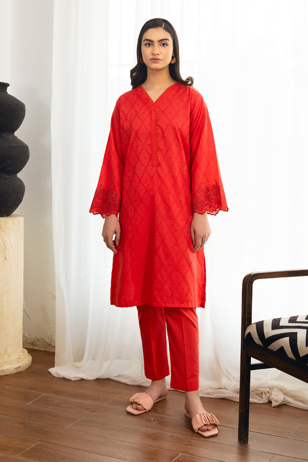 Embroidered Kurta Trouser - 1174