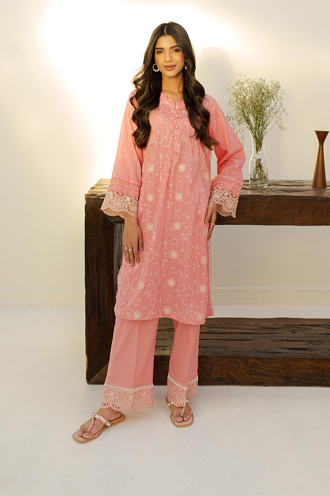Embroidered Kurta Trouser - 1222