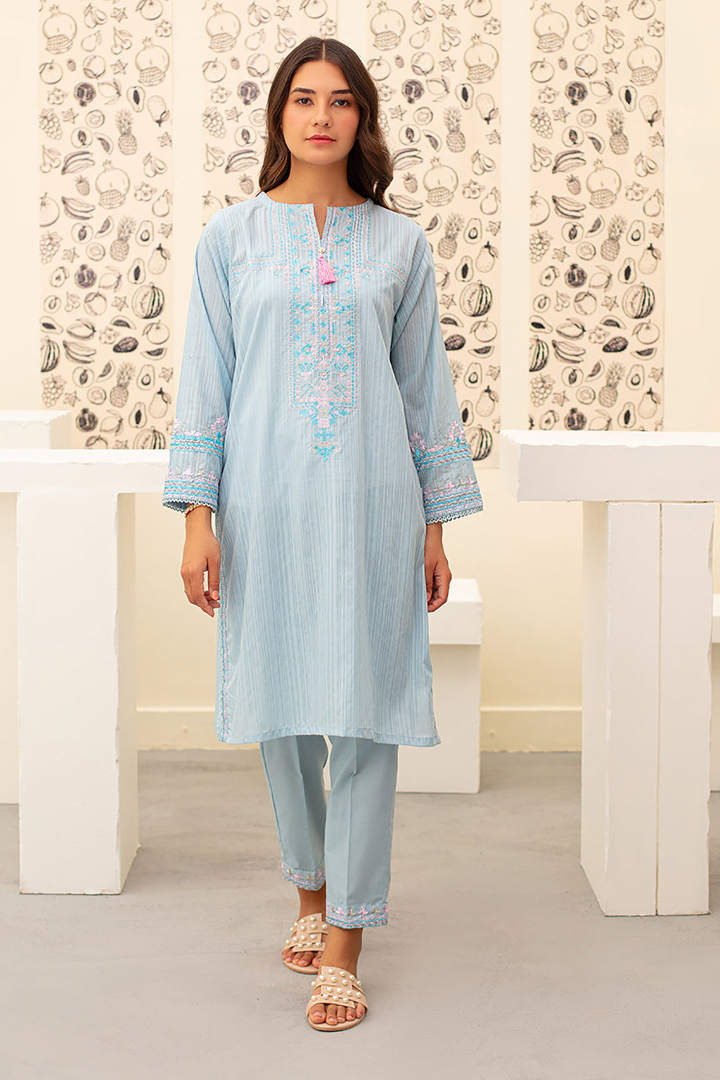 Embroidered Kurta Trouser - 1225