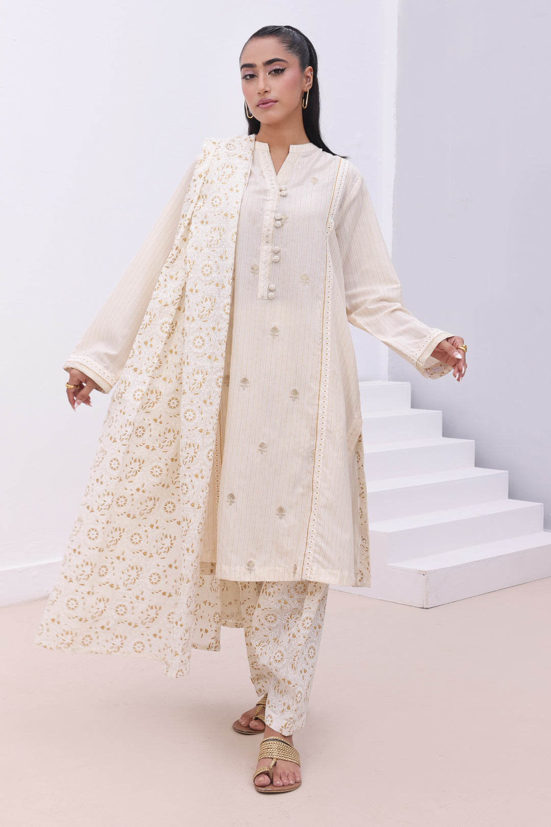 Embroidered Kurta Dupatta Trouser - 0987