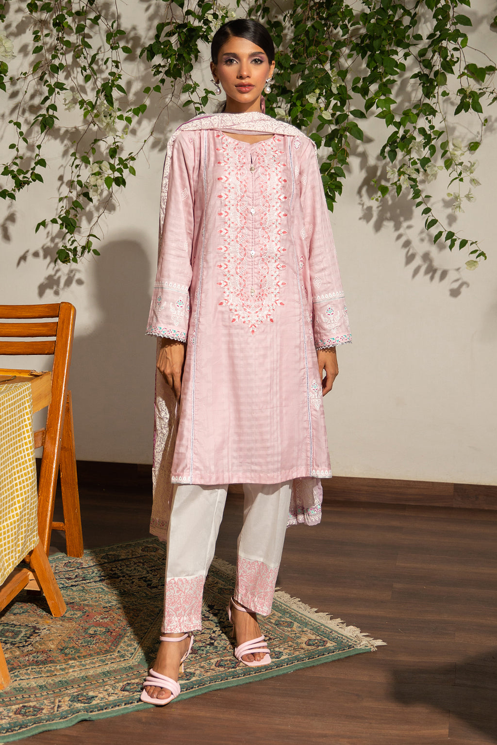 Embroidered Kurta Dupatta Trouser - 0988
