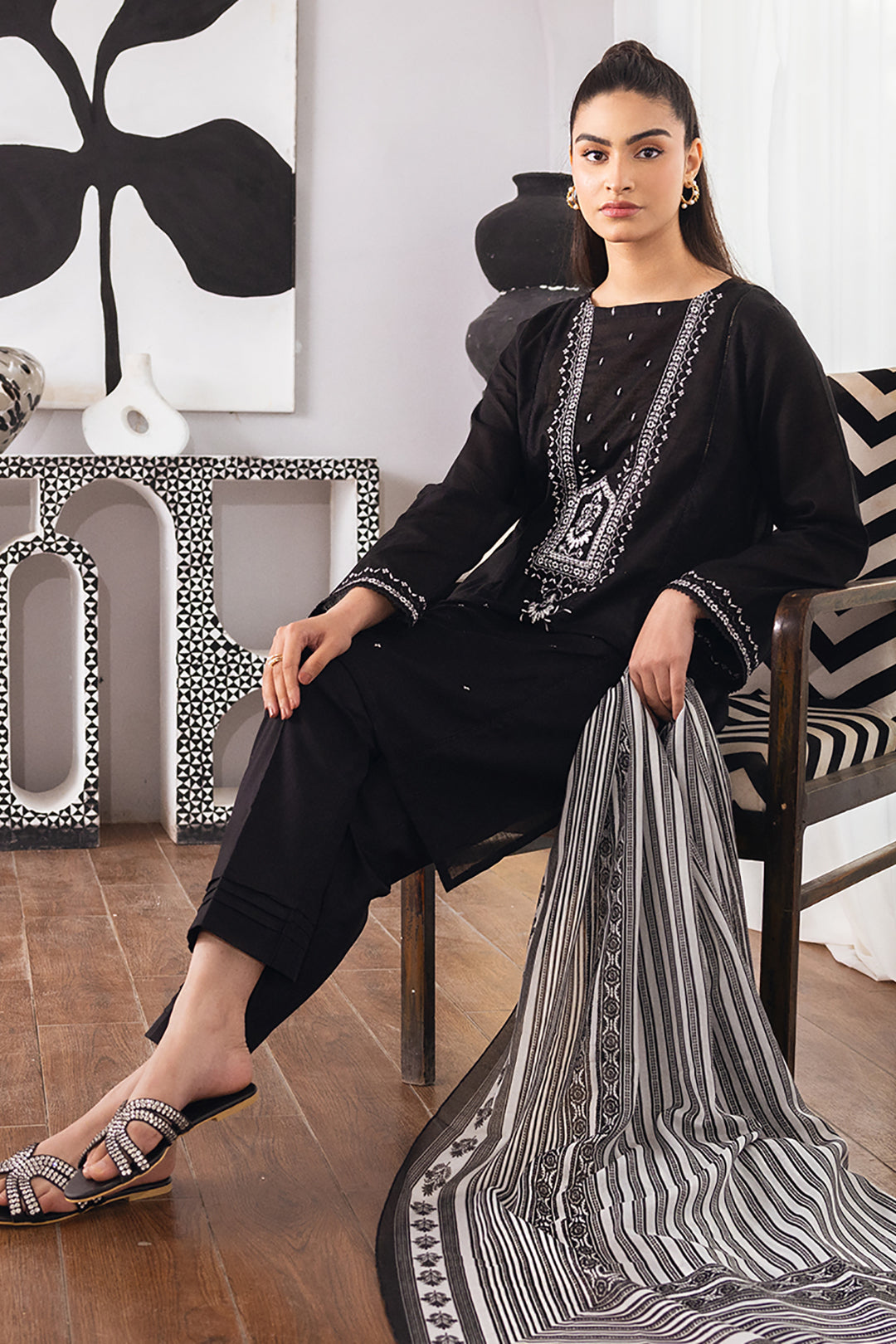 Embroidered Kurta Dupatta Trouser - 1085