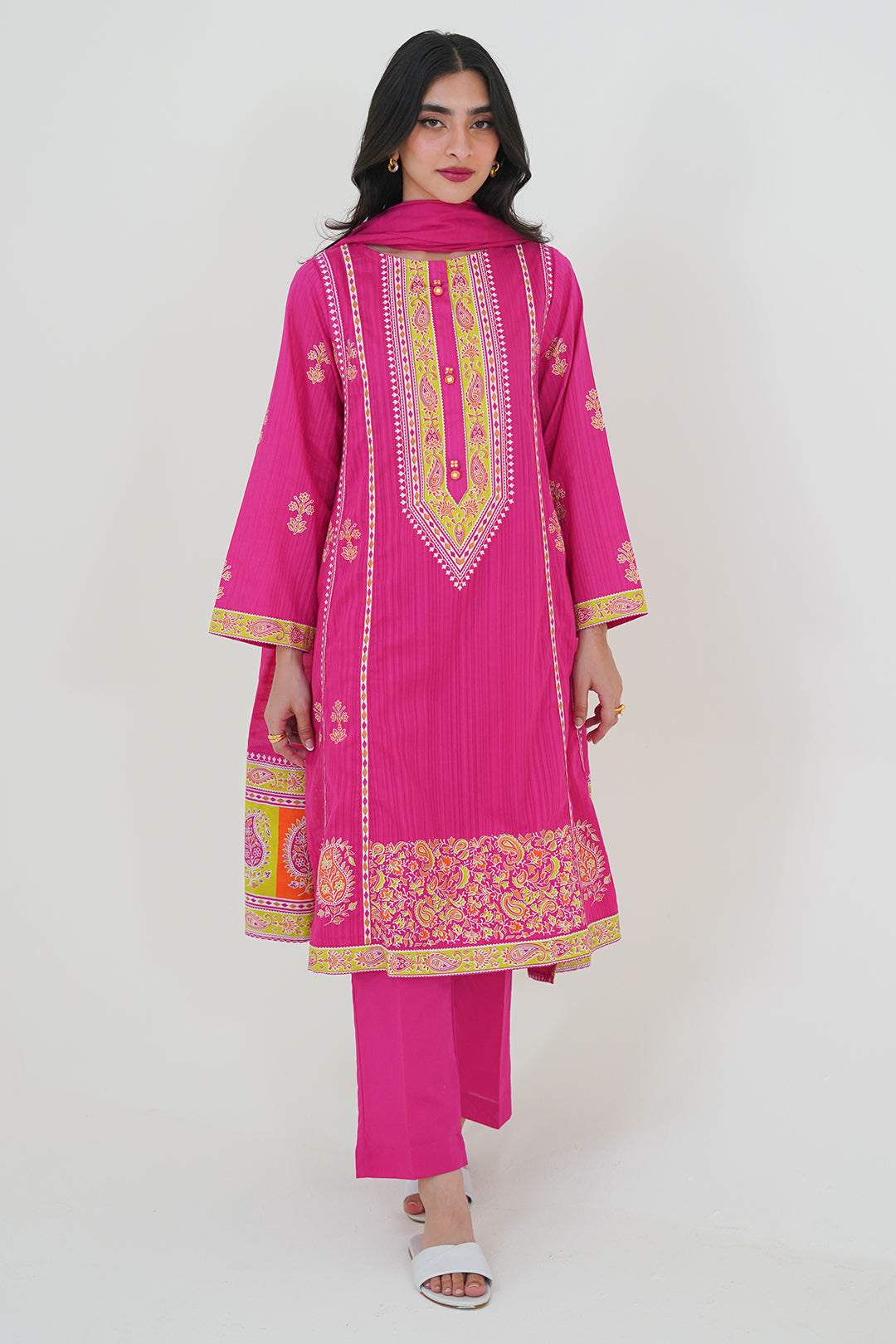 Embroidered Kurta Dupatta Trouser - 1092