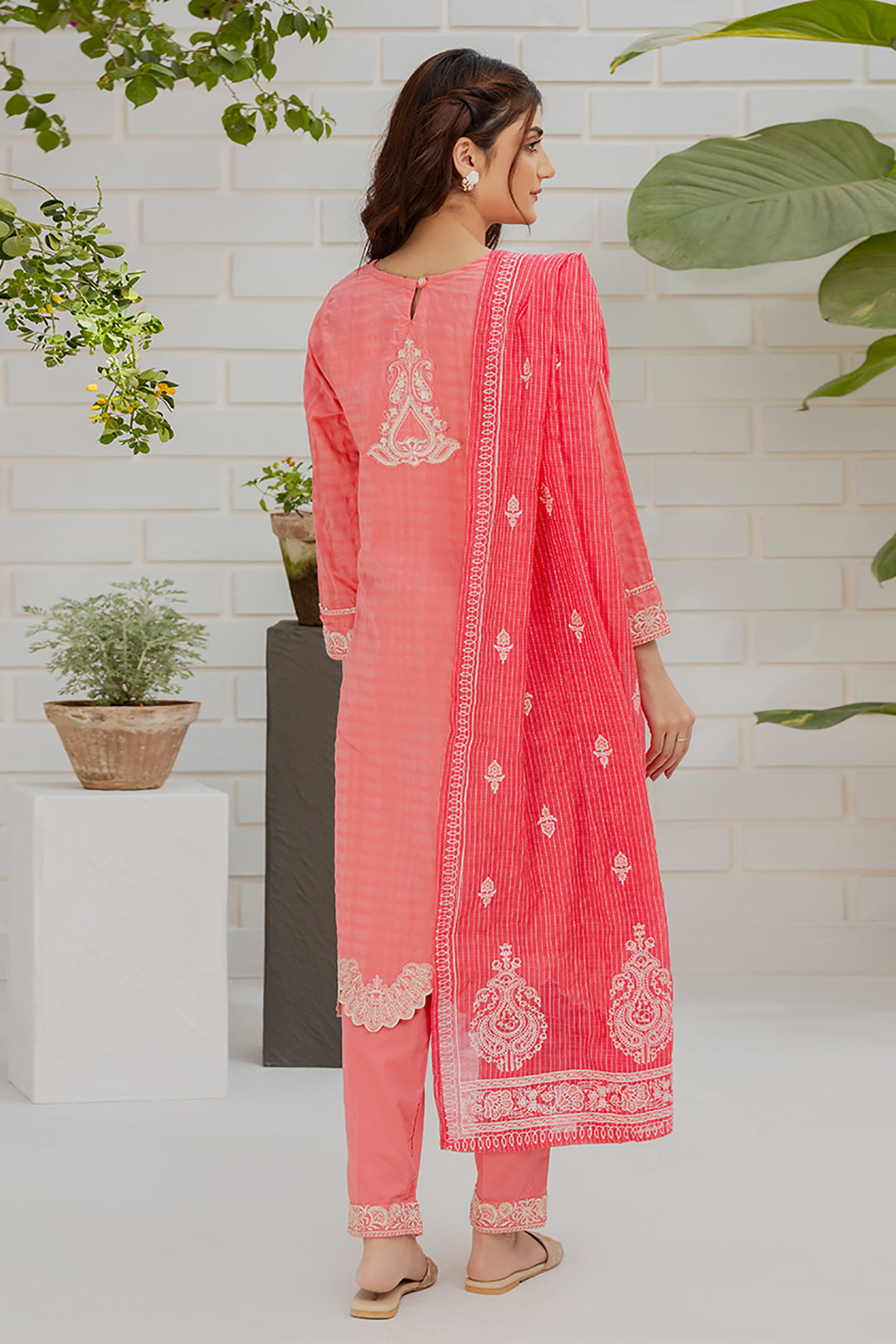 Embroidered Kurta Dupatta Trouser - 1099