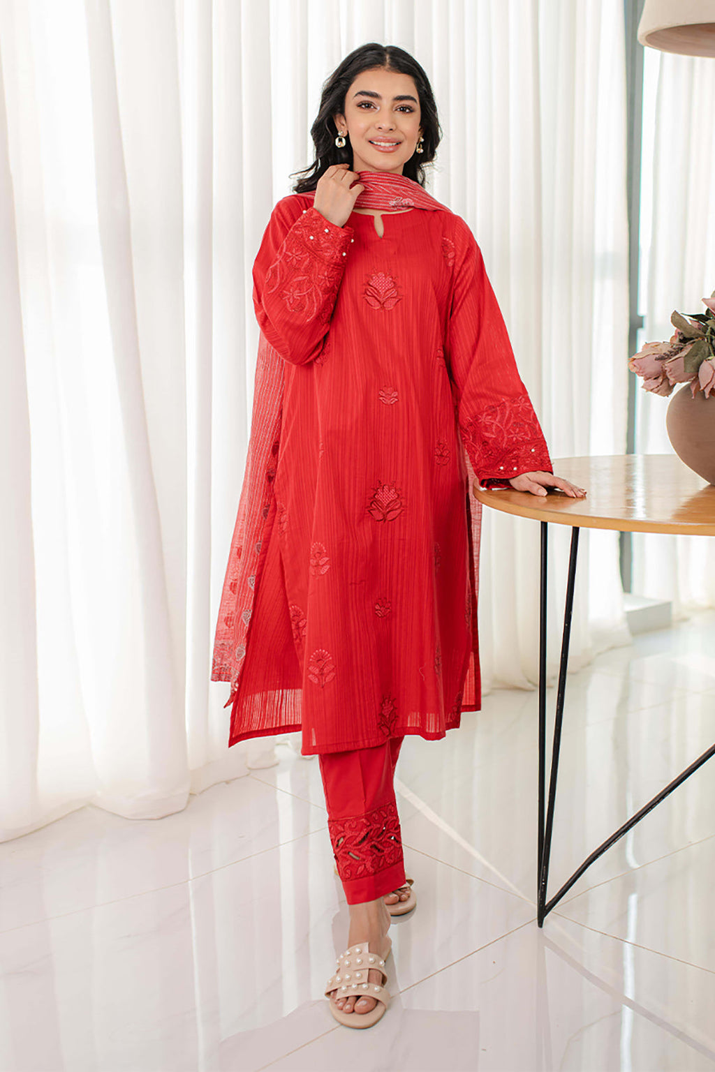 Embroidered Kurta Dupatta Trouser - 1101