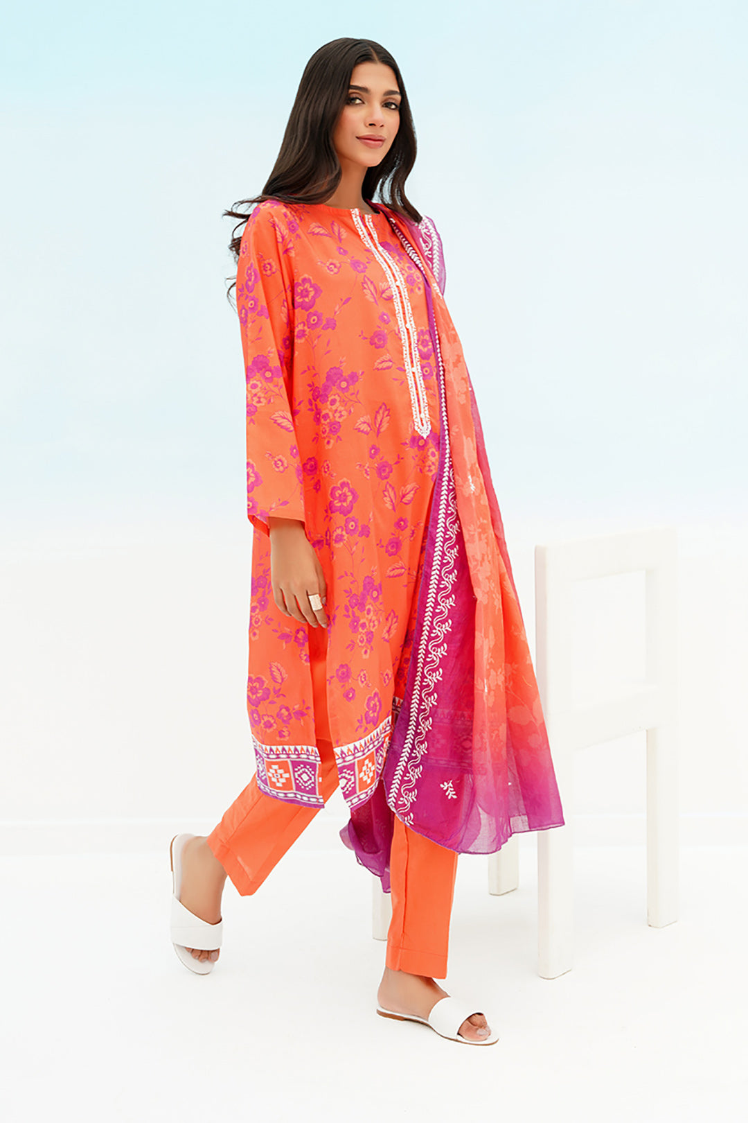 Embroidered Kurta Dupatta Trouser - 1184