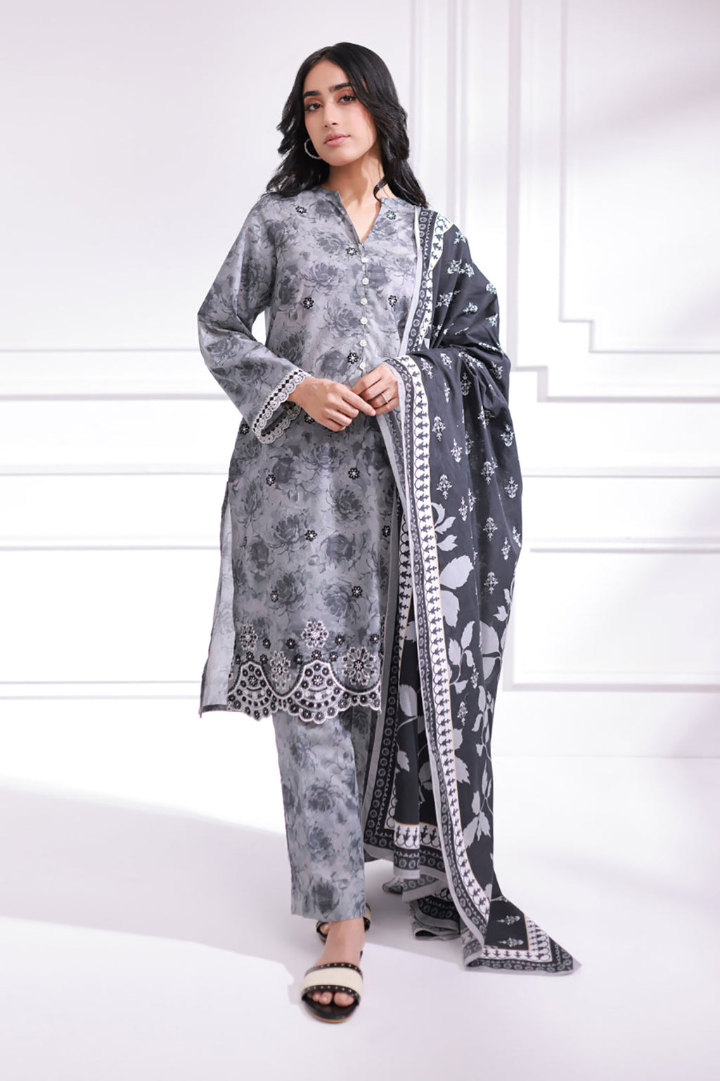 Embroidered Kurta Dupatta Trouser - 1222