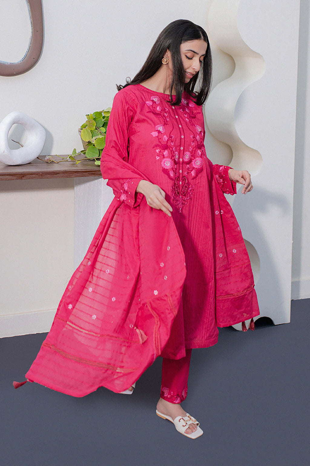 Embroidered Kurta Dupatta Trouser - 1230