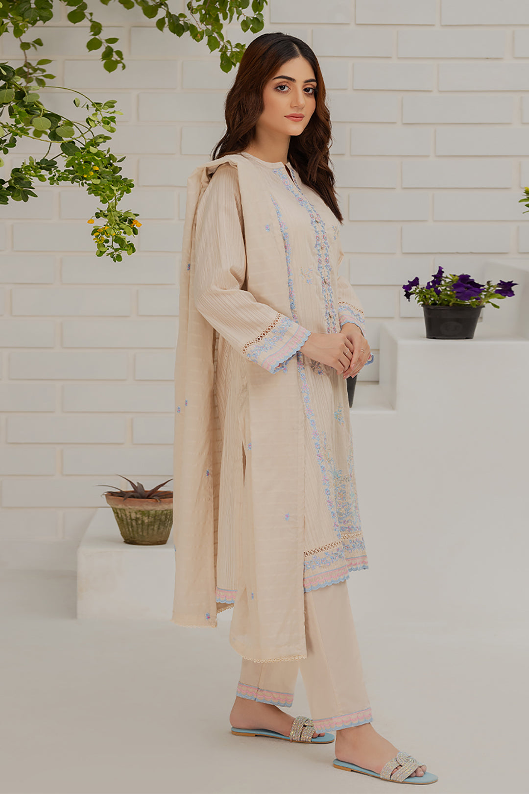 Embroidered Kurta Dupatta Trouser - 1232