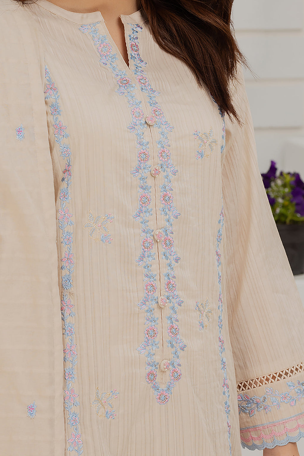Embroidered Kurta Dupatta Trouser - 1232