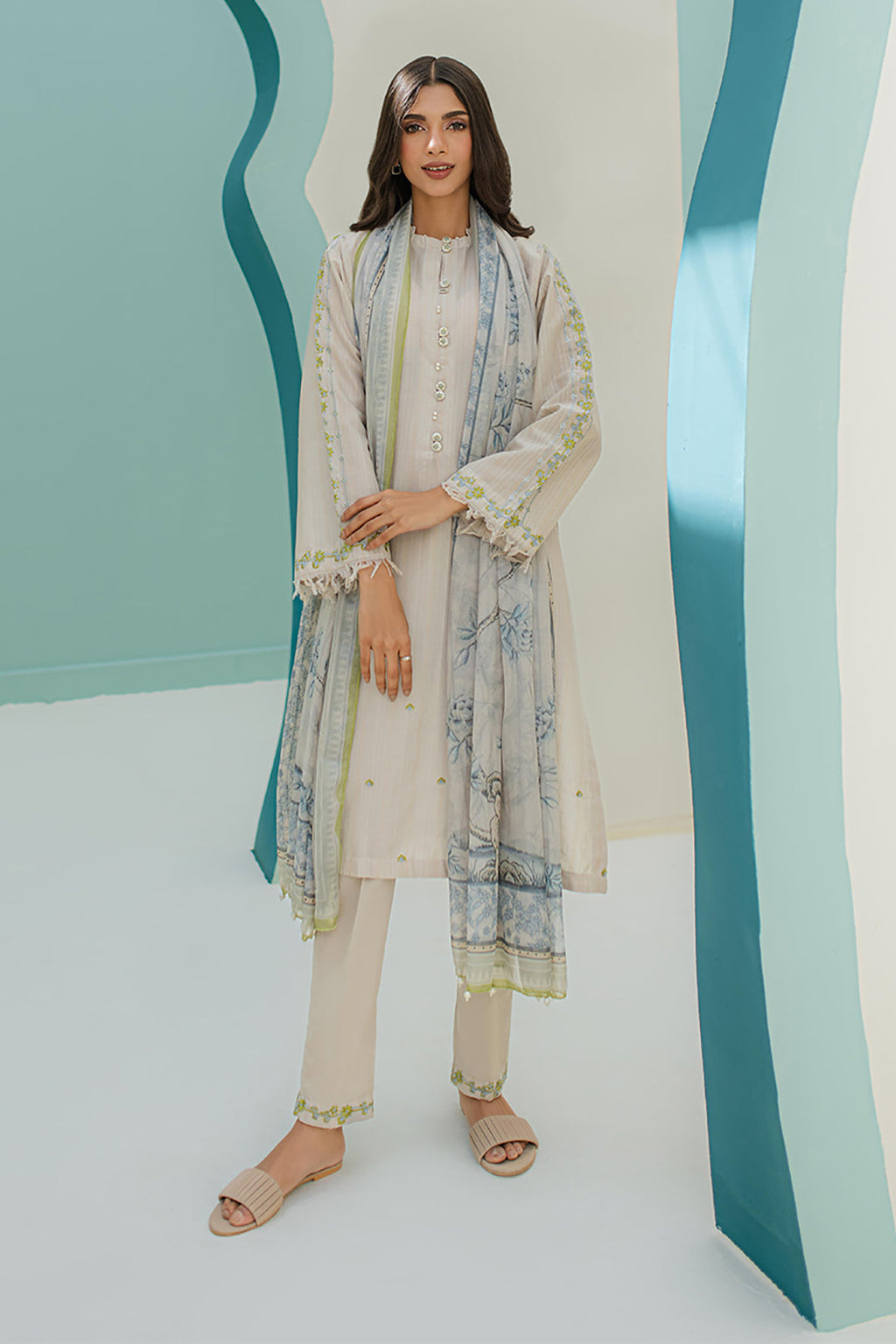Embroidered Kurta Dupatta Trouser - 1242