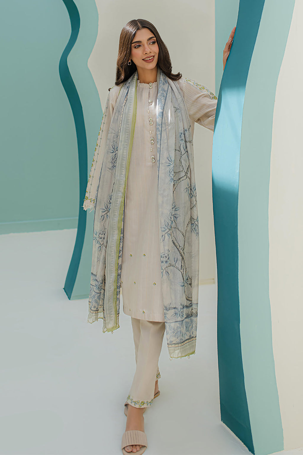 Embroidered Kurta Dupatta Trouser - 1242