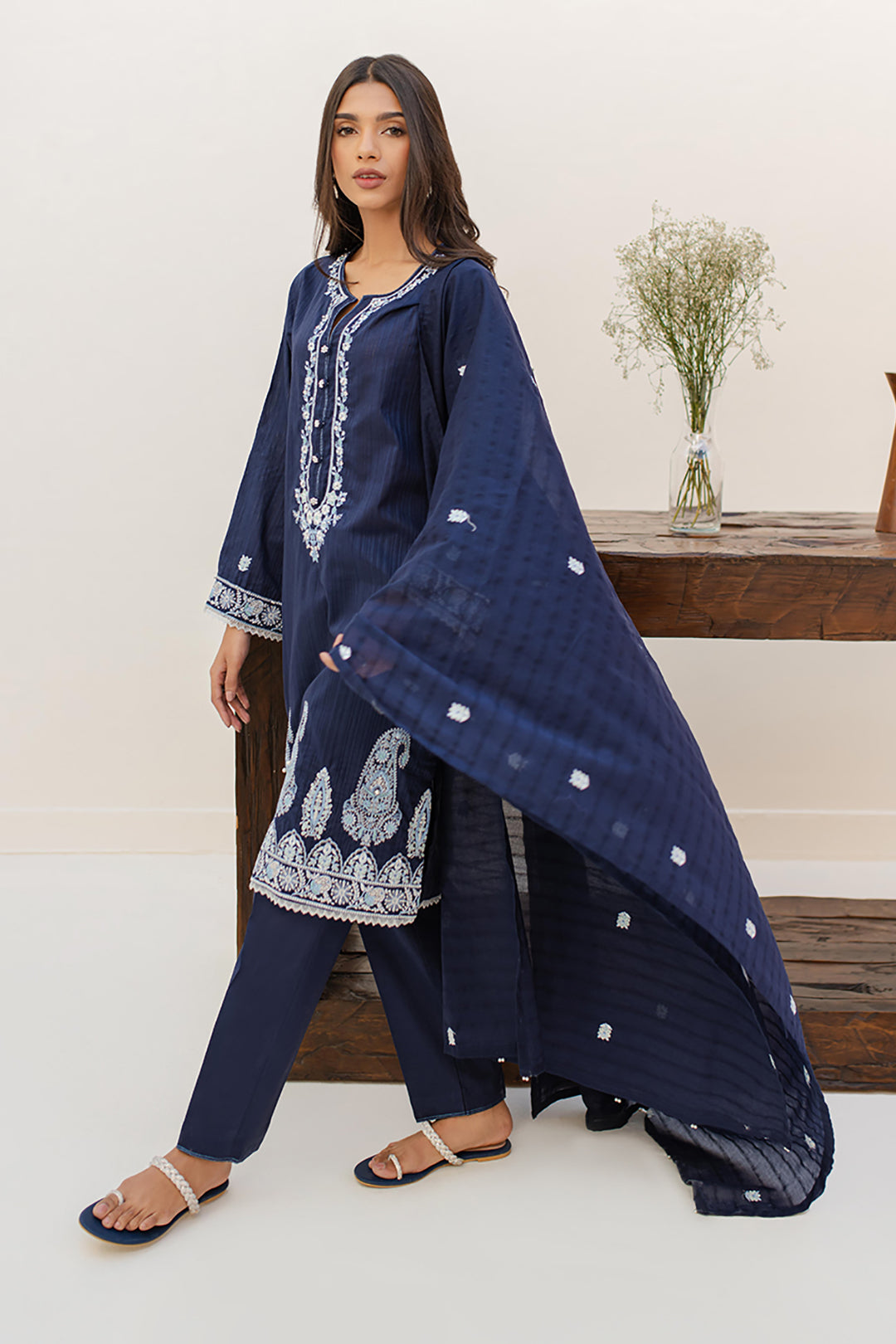 Embroidered Kurta Dupatta Trouser - 1243