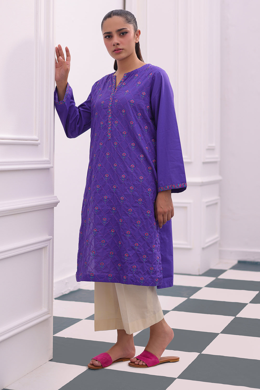 Embroidered Kurta - 2055