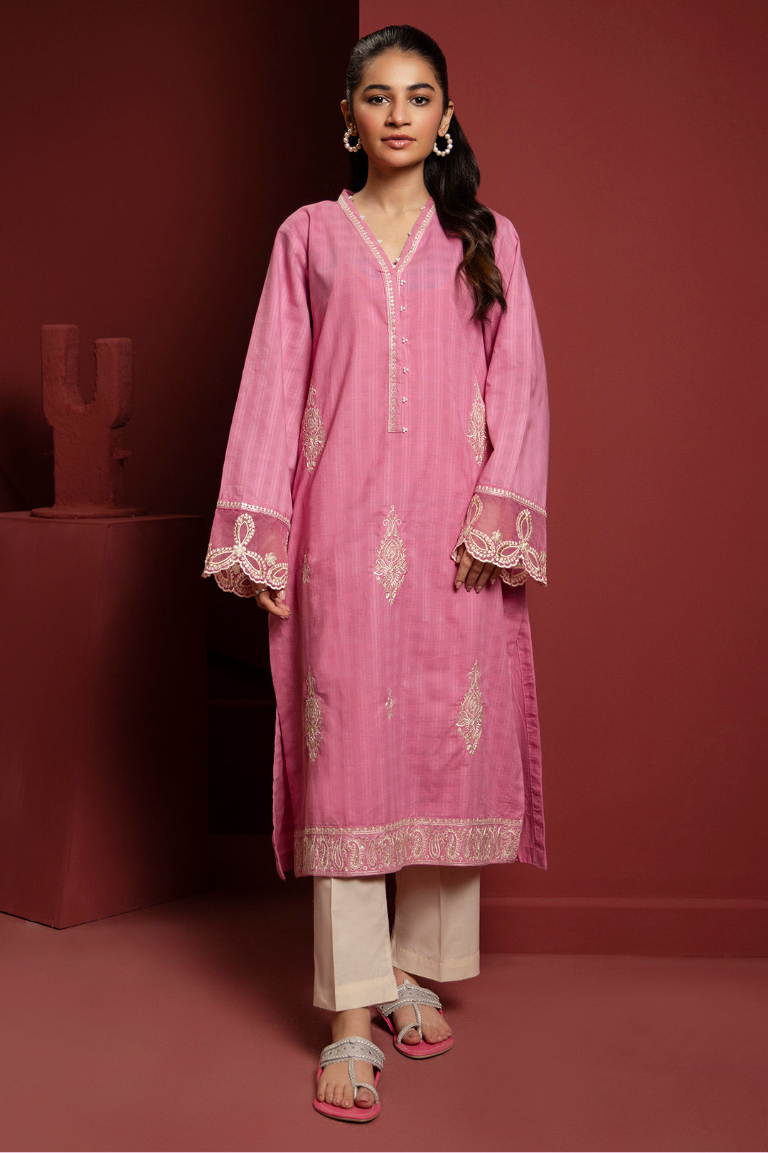 Embroidered Kurta - 2056