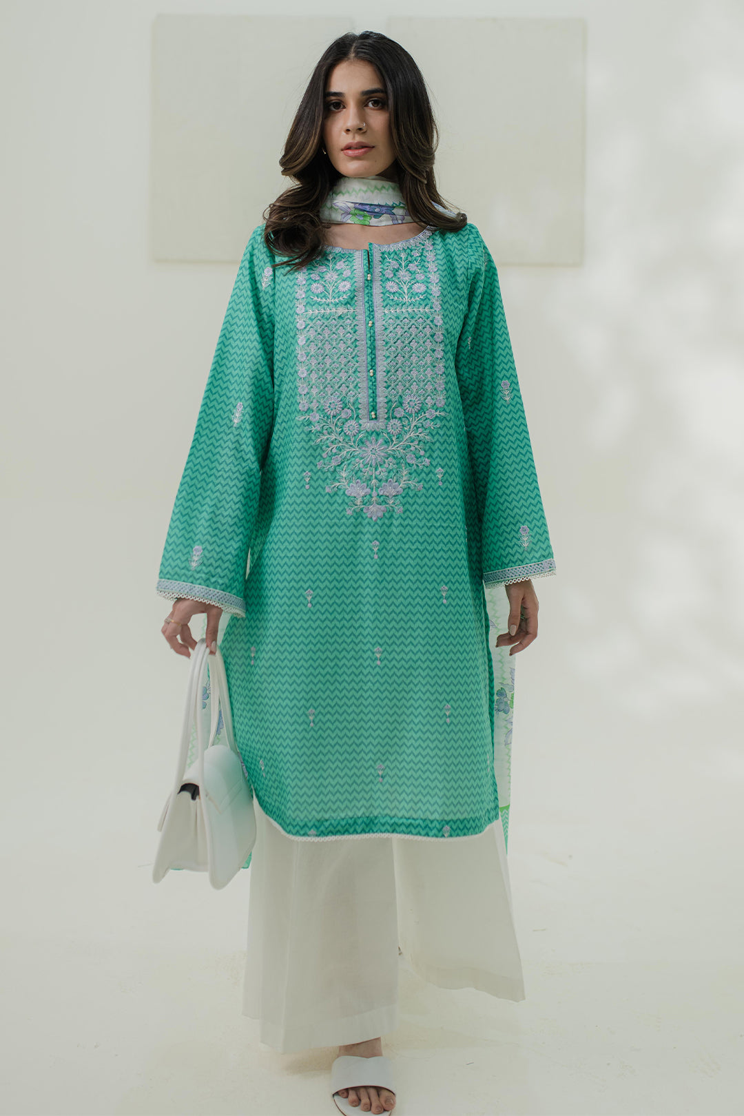 Embroidered Kurta Dupatta - 1703