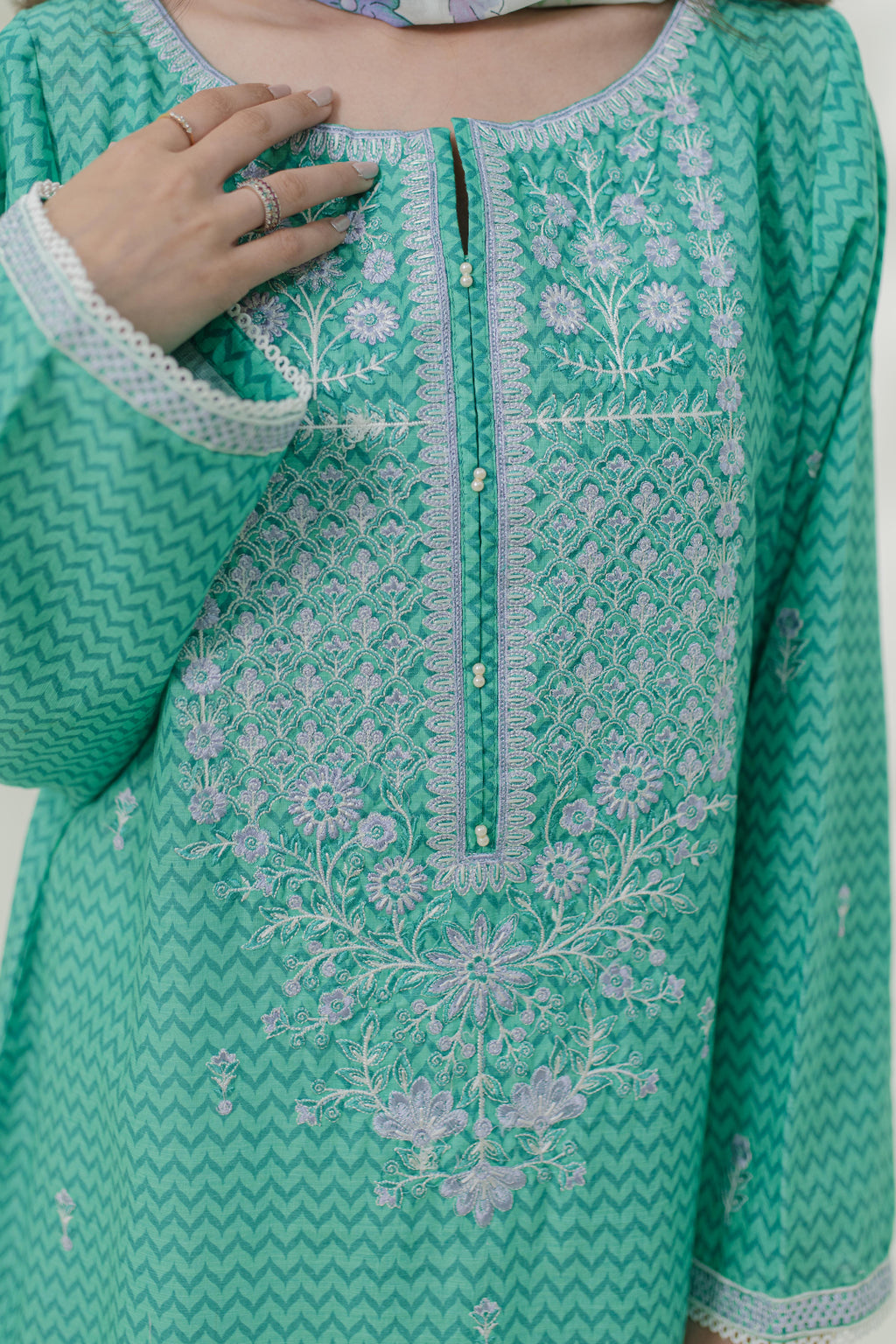 Embroidered Kurta Dupatta - 1703