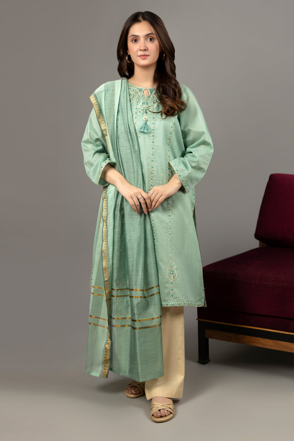 Embroidered Kurta Dupatta - 1774