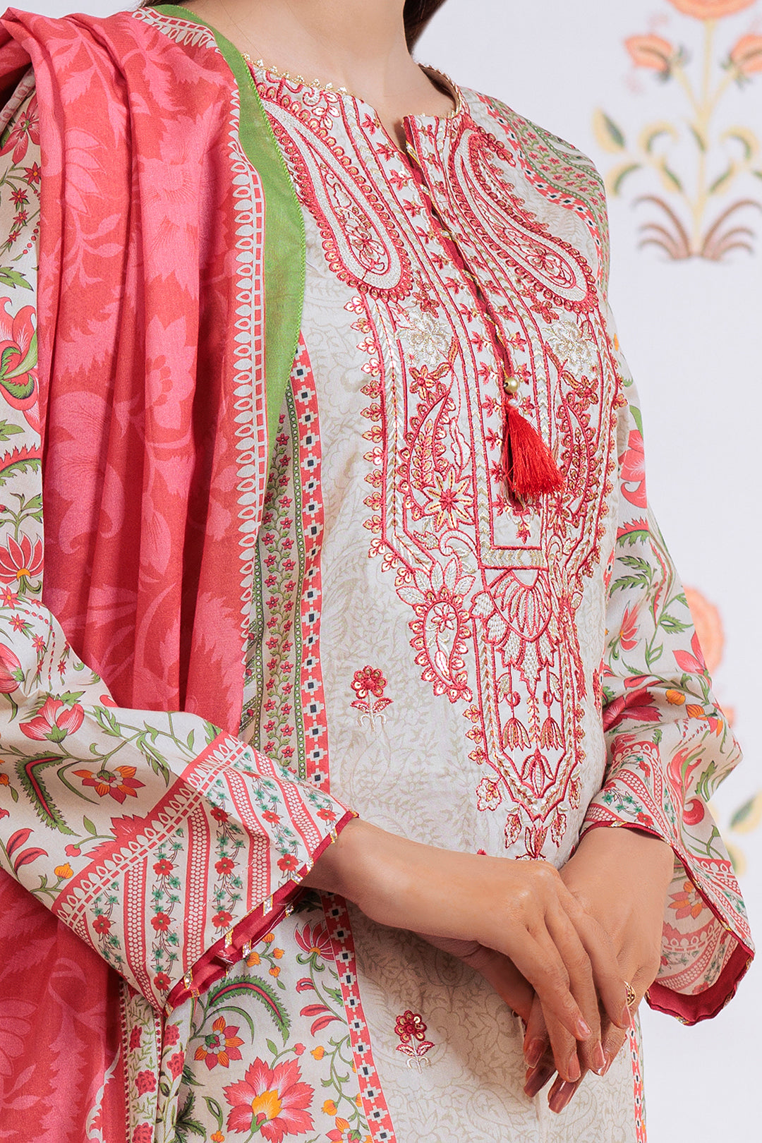 Embroidered Kurta Dupatta - 1895