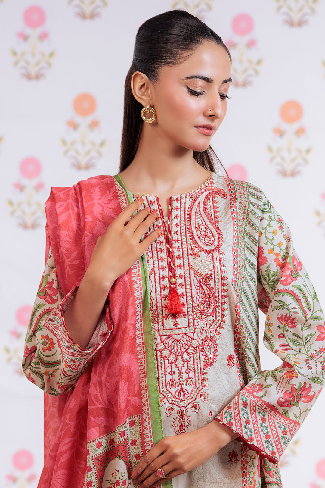 Embroidered Kurta Dupatta - 1895